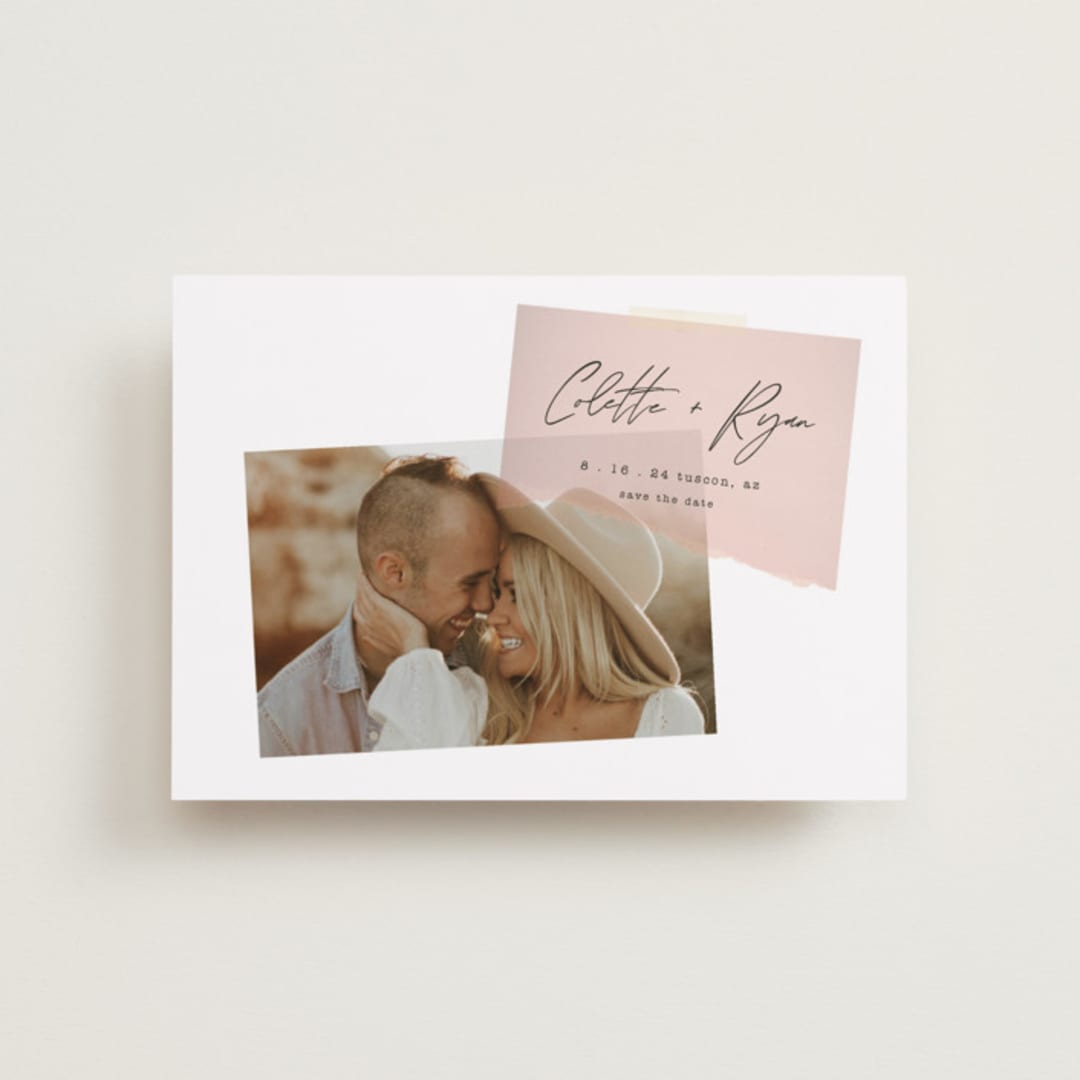 "Keepsake" - Save the Dates in Blush by Morgan Kendall - Front