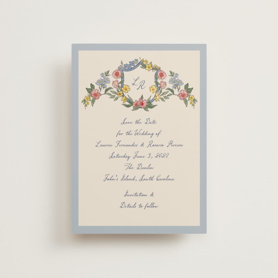 "A wedding in Low Country" - Save the Dates in Cornflower by Chris Griffith - Front