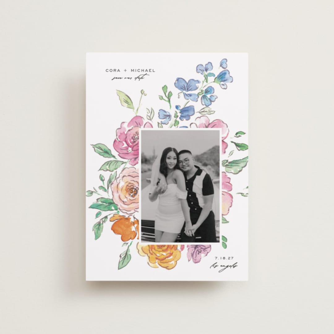 "Floral Pop" - Save the Dates in Vibrance press by Itsy Belle Studio - Front