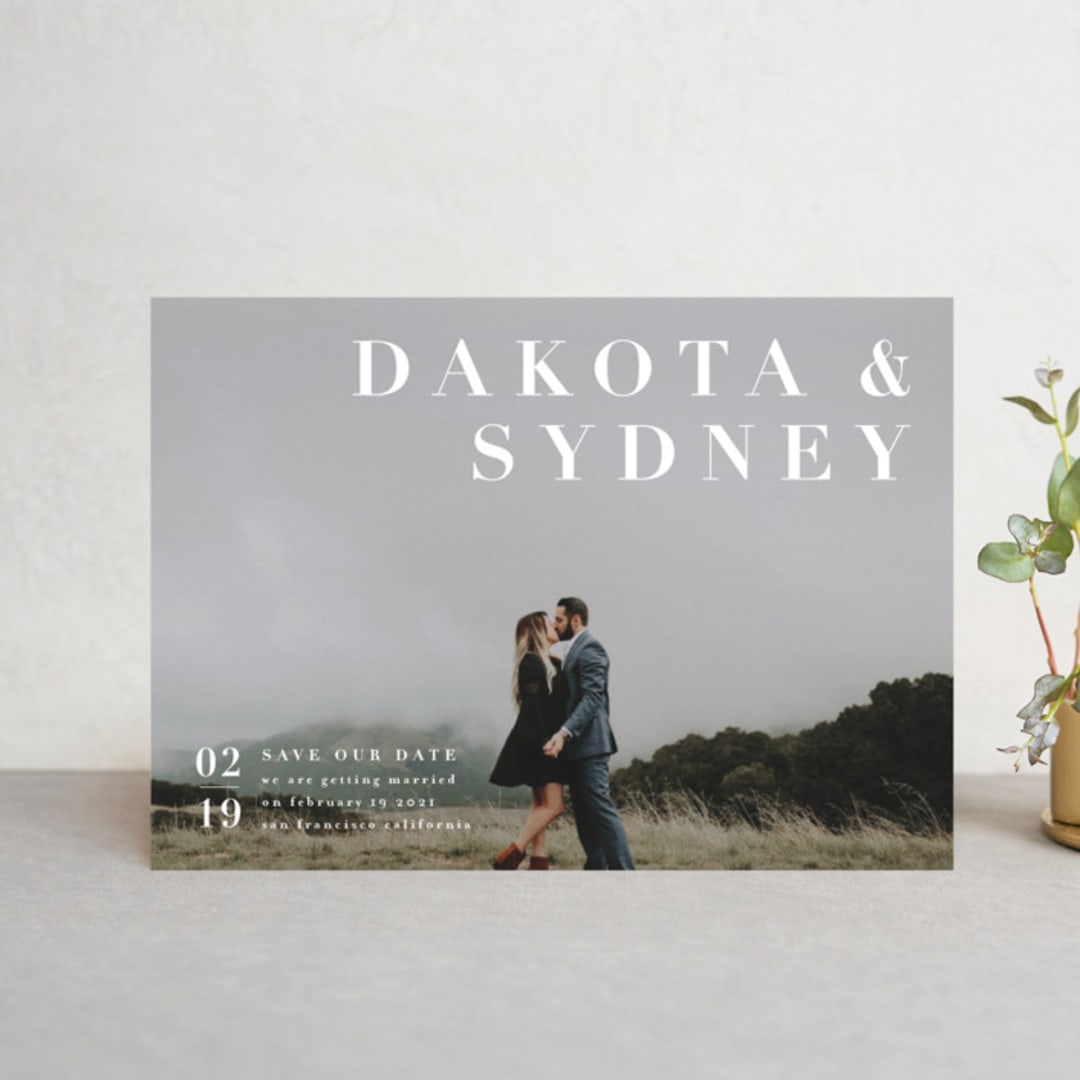 "Minimalism" - Save the Dates in Ivory by Shannon Chen of Four Wet Feet Studio - Front