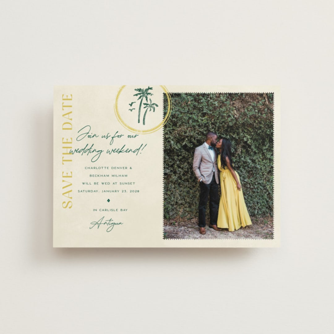 "Coastal Drift" - Save the Dates in Caribbean Citrus by Pixel and Hank - Front