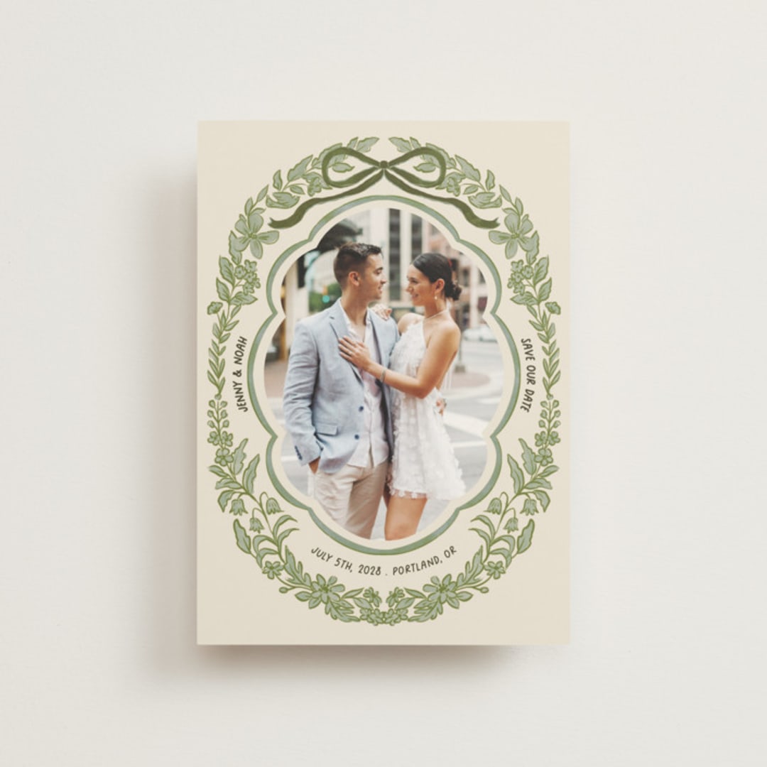 "Charm" - Save the Dates in Olive by Elly - Front