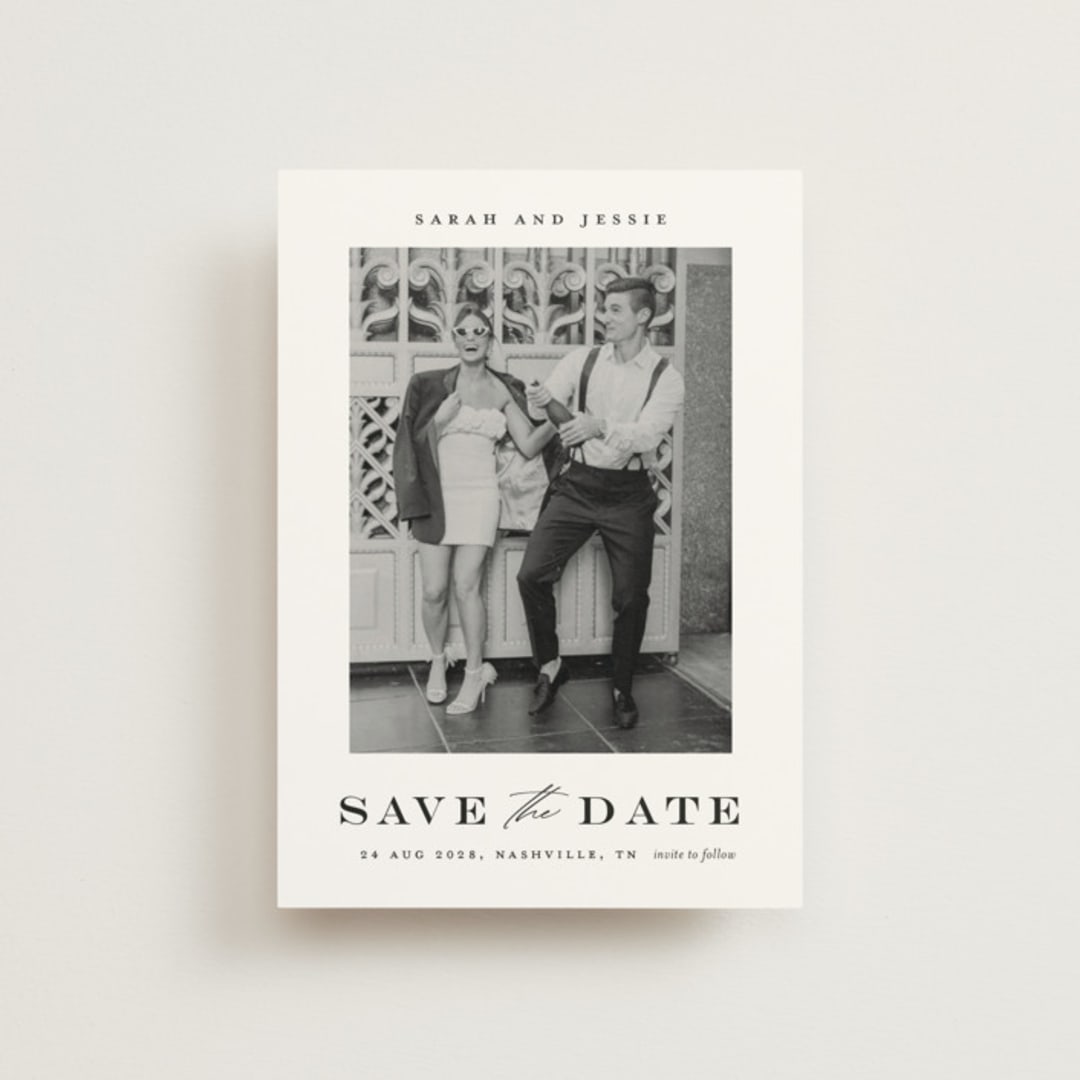 "Classic Charm" - Save the Dates in Midnight by Stacey Meacham - Front