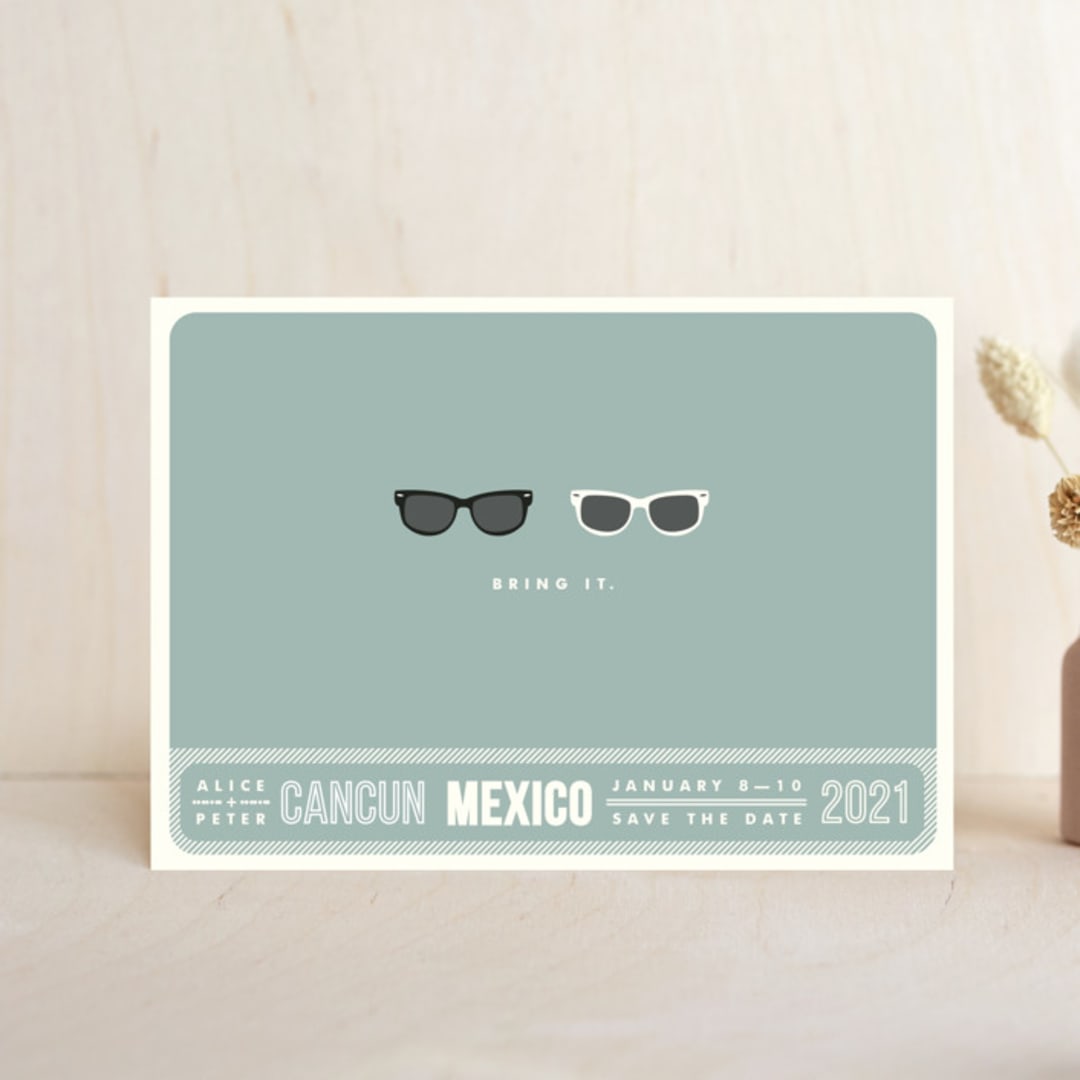 "Shades" - Save the Dates in Celadon by Olive and Violet - Front