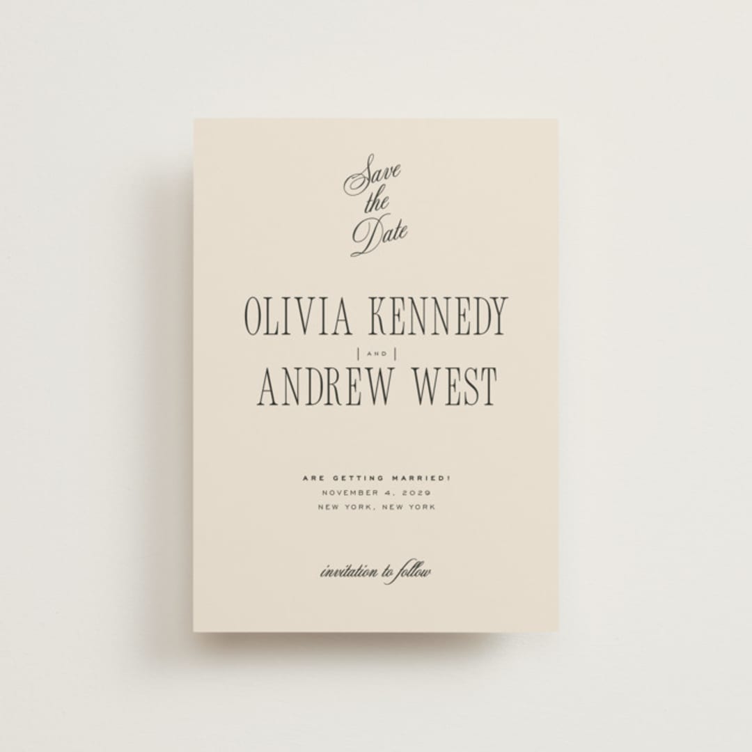 "Modern Romance" - Save the Dates in Almond by Eric Clegg - Front