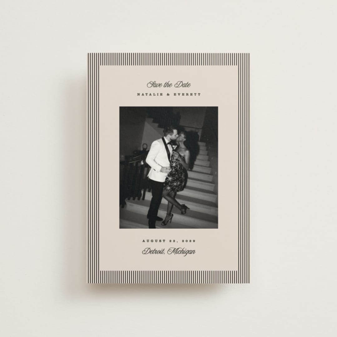 "Linea" - Save the Dates in Noir by Pixel and Hank - Front