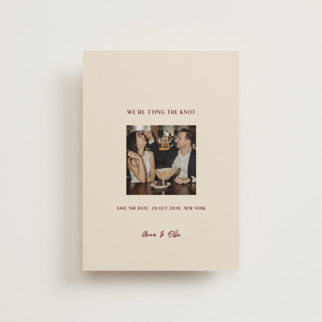 "Center Cut" - Save the Dates in Burgundy by Ani Somi - Front