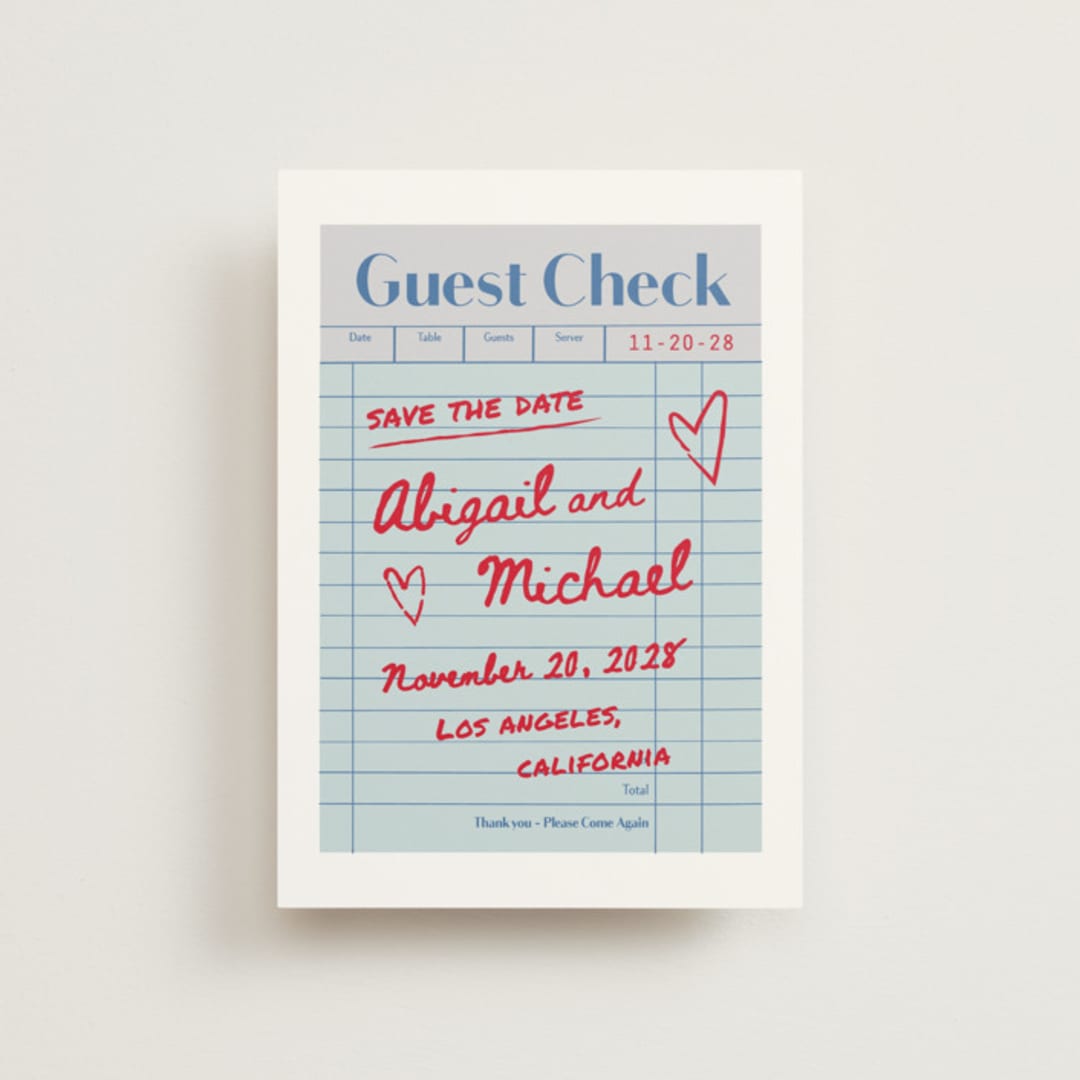 "guest check" - Save the Dates in Mint by Jennifer Lew - Front