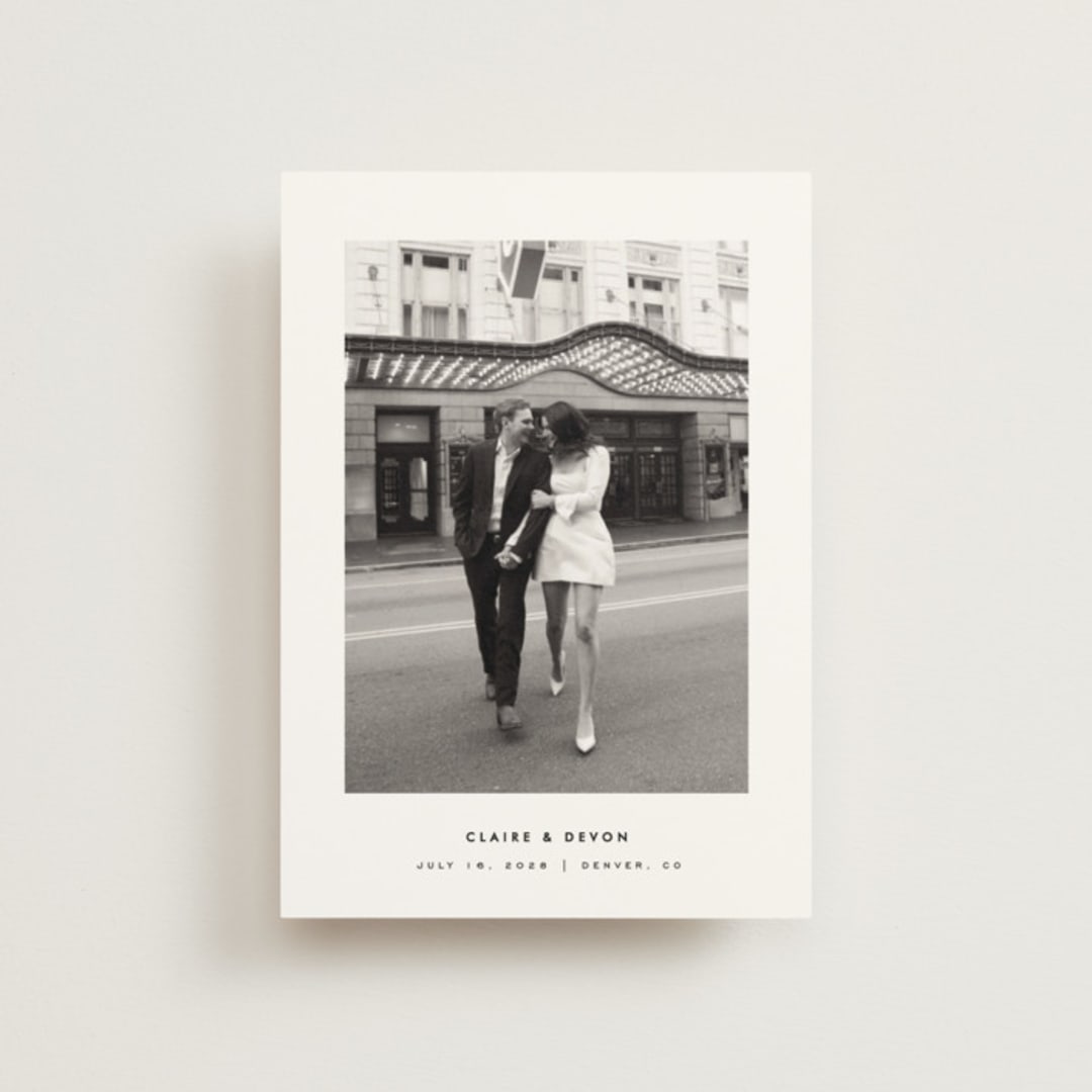 "Framed Minimalist" - Save the Dates in Silk by Kelly Schmidt - Front