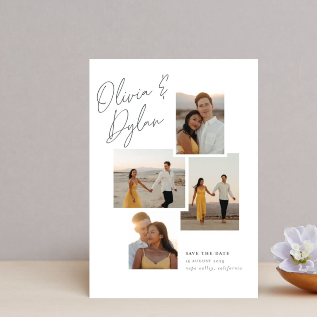 "Photo Collage" - Save the Dates in Midnight by Shirley Lin Schneider - Front