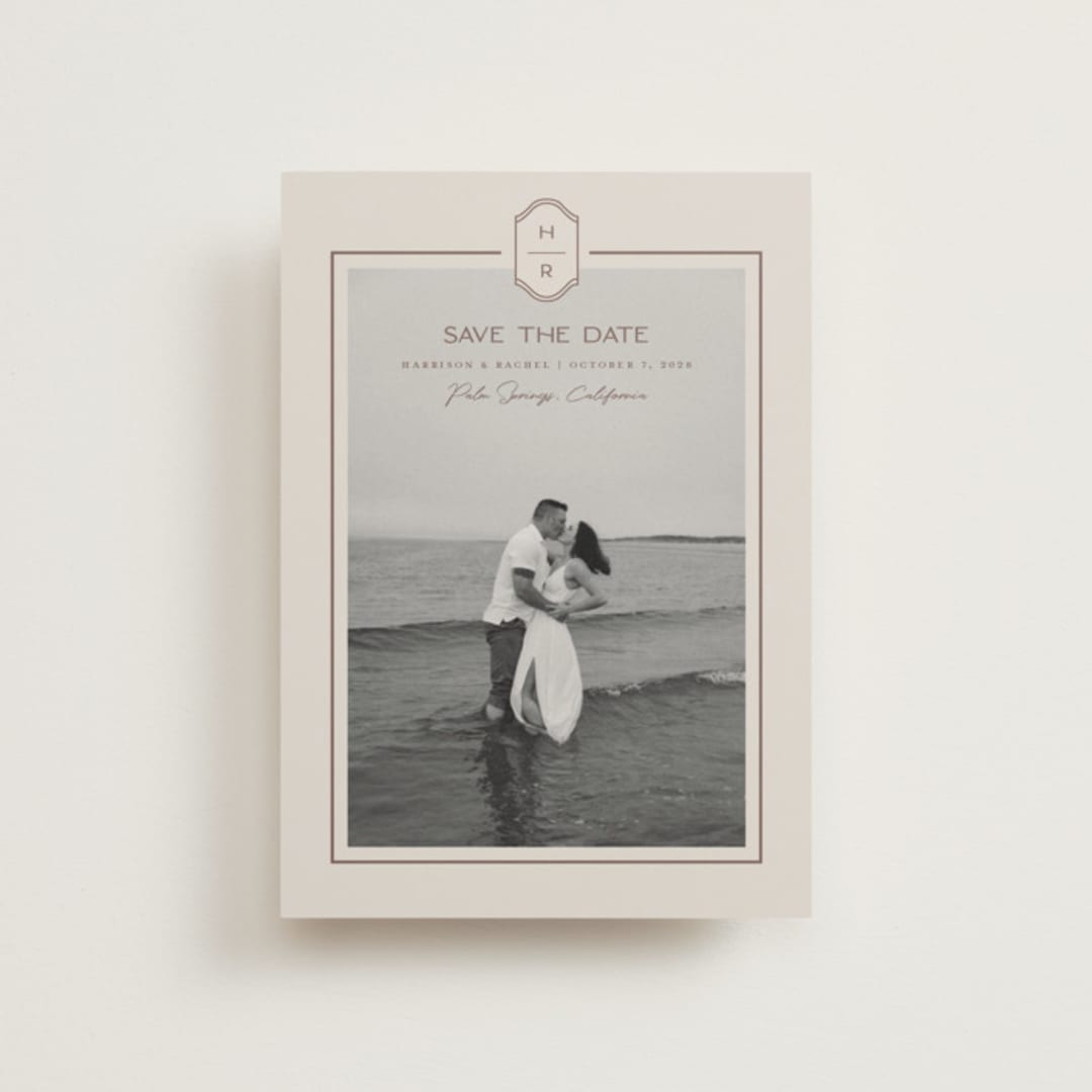 "Modern Monogram" - Save the Dates in Dove by Rachelle Clarke - Front