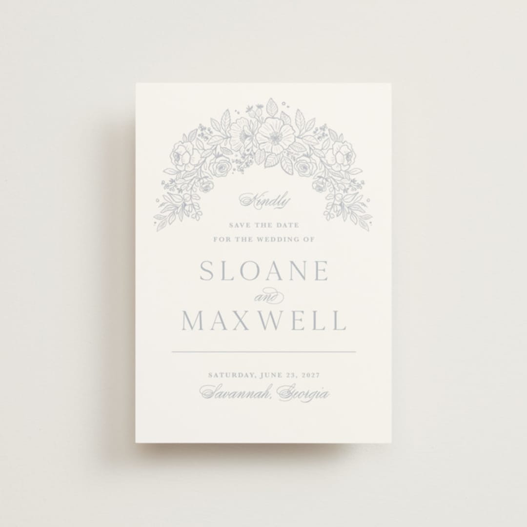 "Wild Roses" - Save the Dates in Powder Blue by Kristen Smith - Front