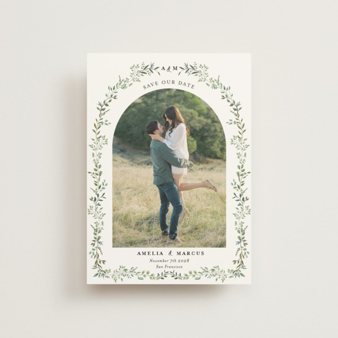 "Monogramed Arch" - Save the Dates in Mojito by Susan Moyal - Front