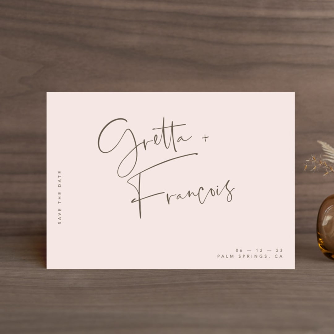"Oversized" - Save the Dates in Rosewater by Mere Paper - Front