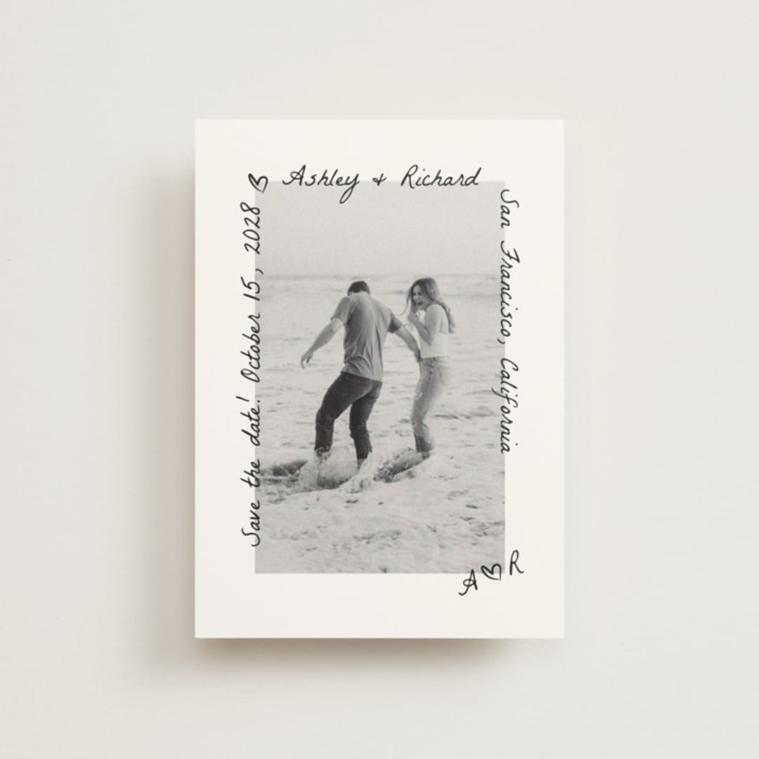 "Showered" - Save the Dates in Graphite by Claudia Orengo - Front