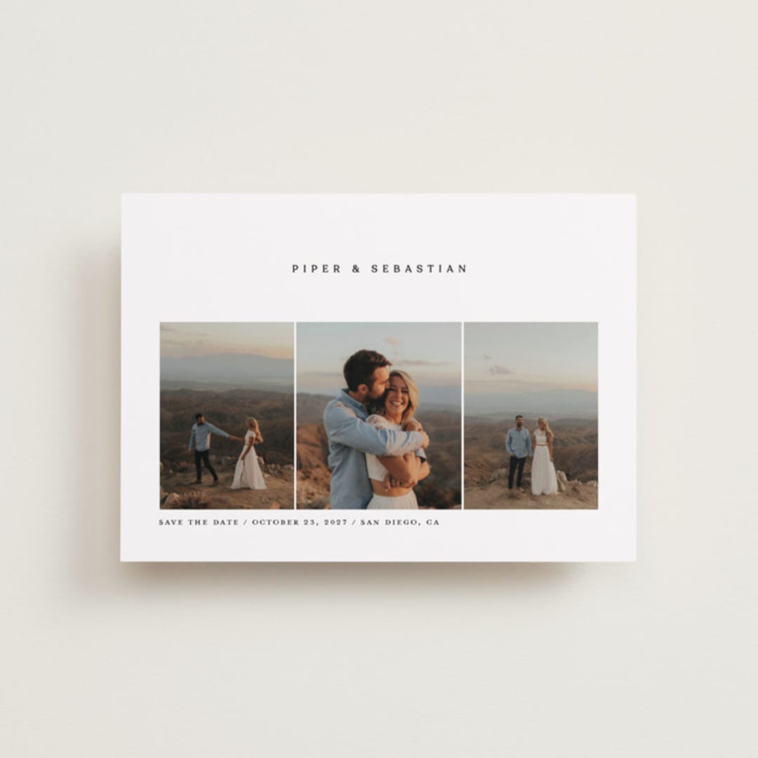 "Trifold" - Save the Dates in Linen by Robert and Stella - Front