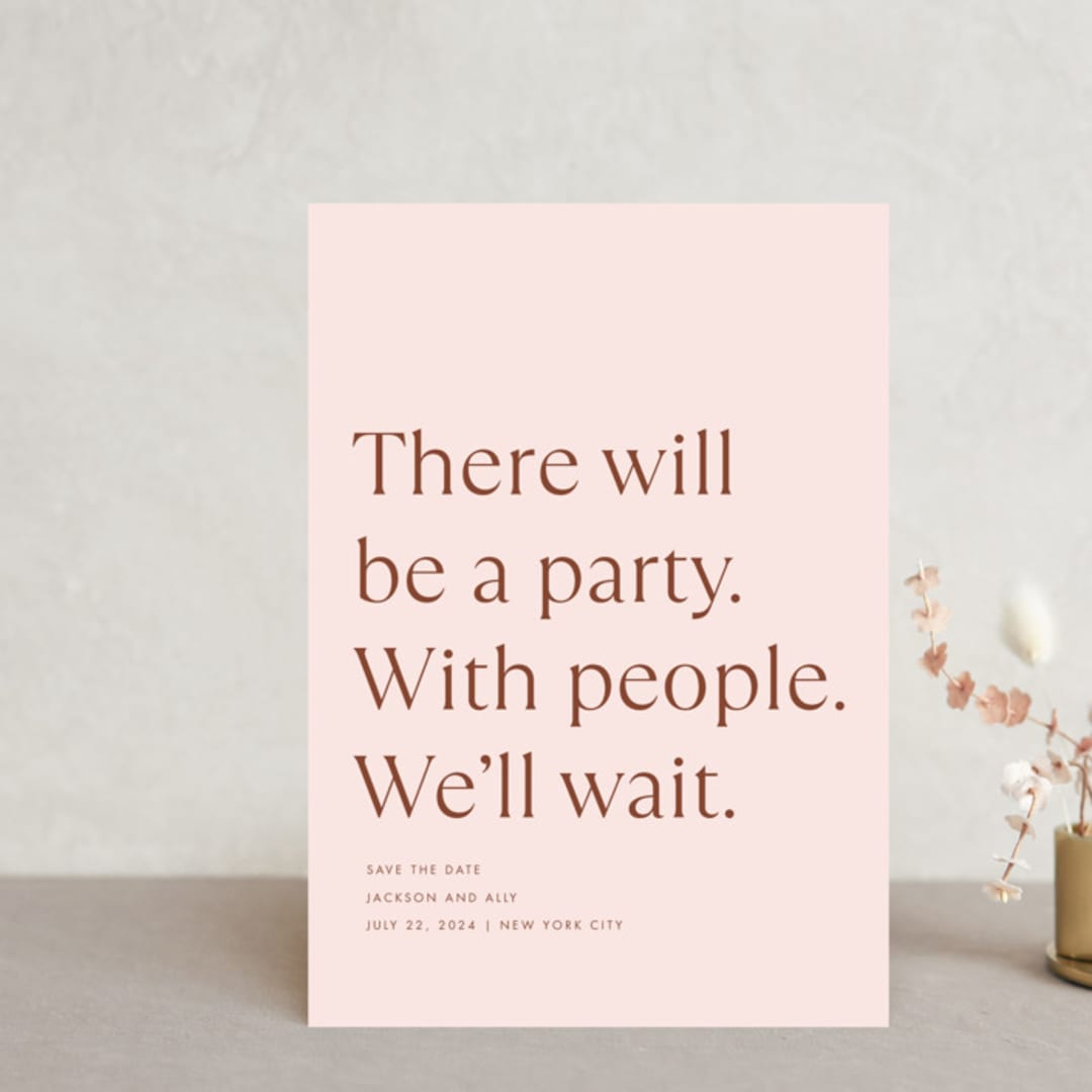 "There Will Be a Party" - Save the Dates in Terracotta by Amy Payne - Front