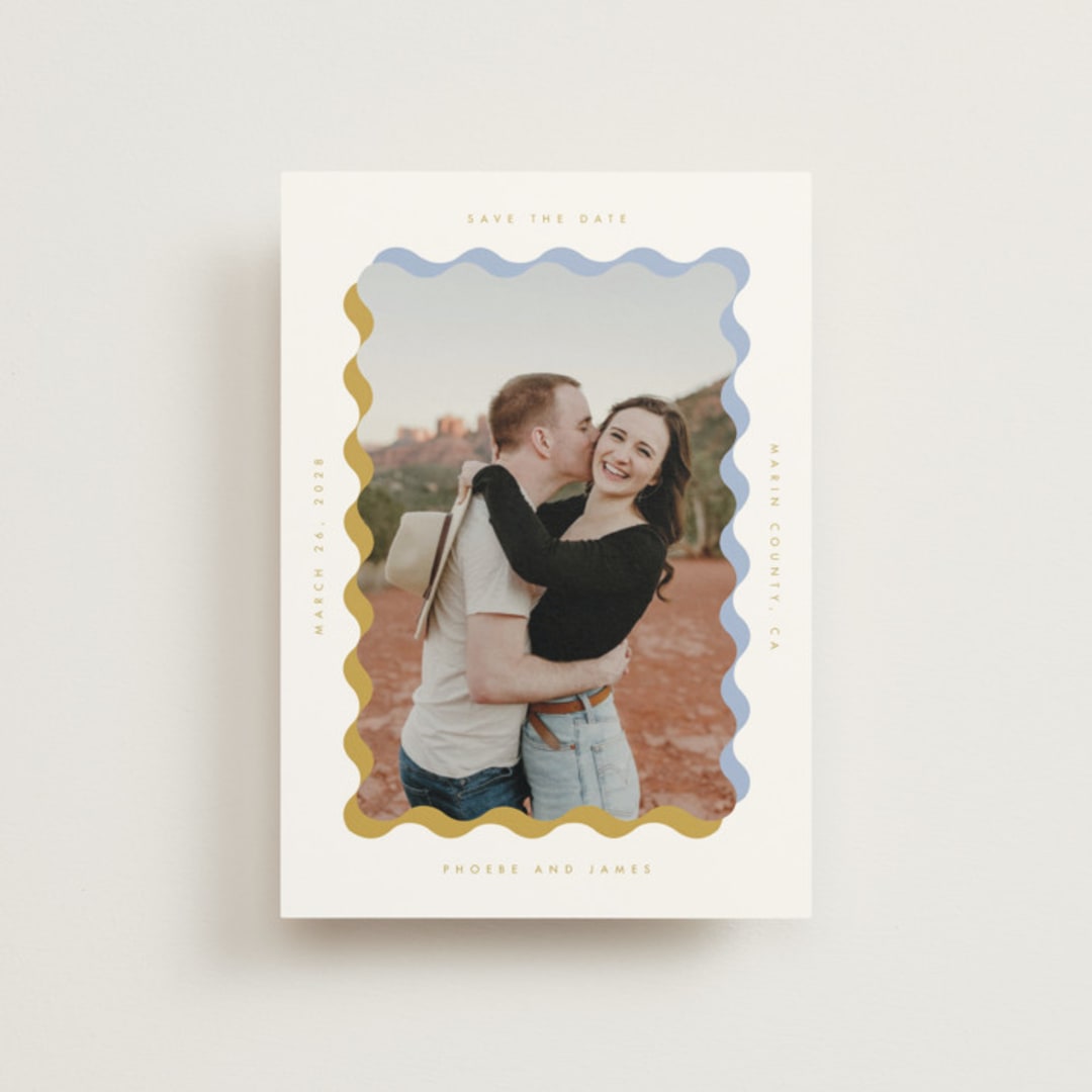 "wavy frame" - Save the Dates in Aqua by Baumbirdy - Front