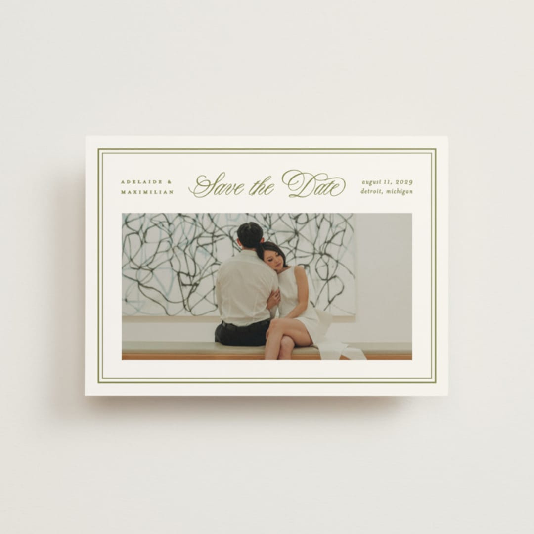 "museo" - Save the Dates in Olive by Ellen Schlegelmilch - Front