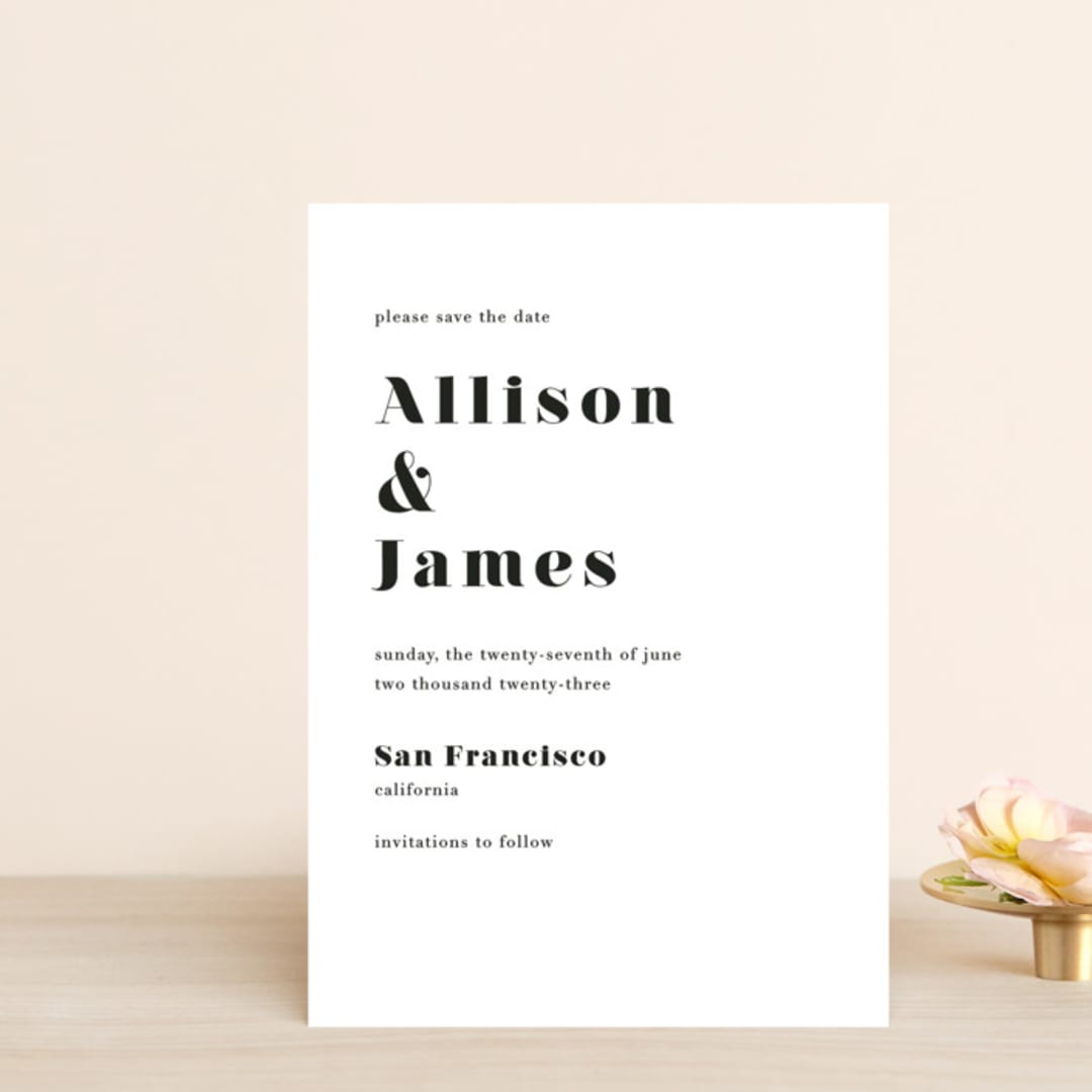 "Modern Love" - Save the Dates in Charcoal by ASQ Studio - Front