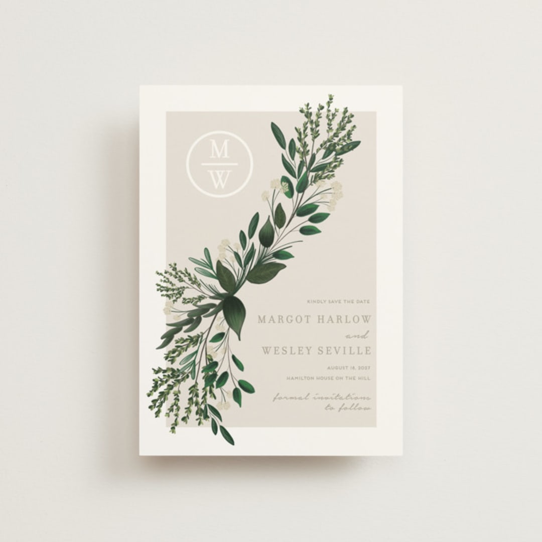 "Watermark" - Save the Dates in Taupe by Kaydi Bishop - Front