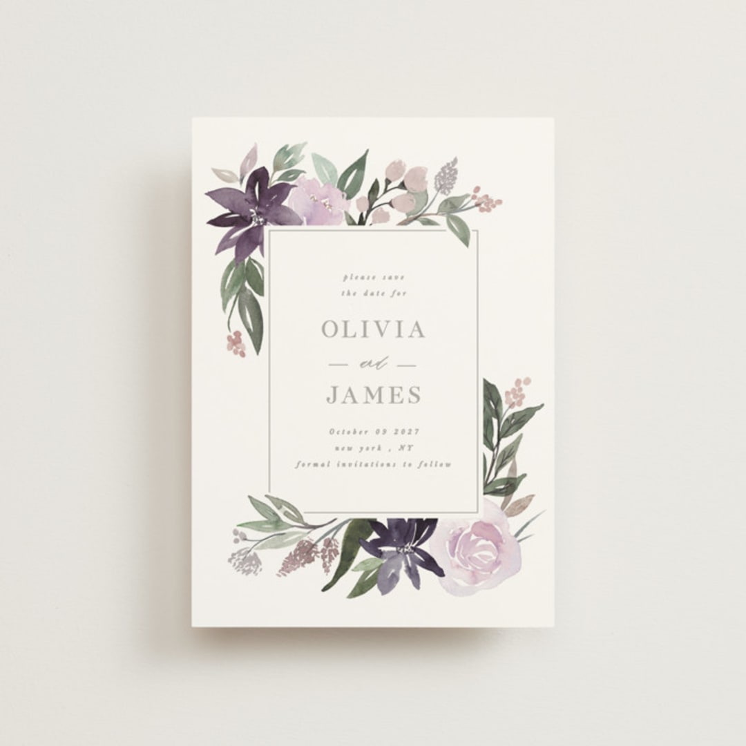 "Garden Stroll" - Save the Dates in Lilac by Creo Study - Front
