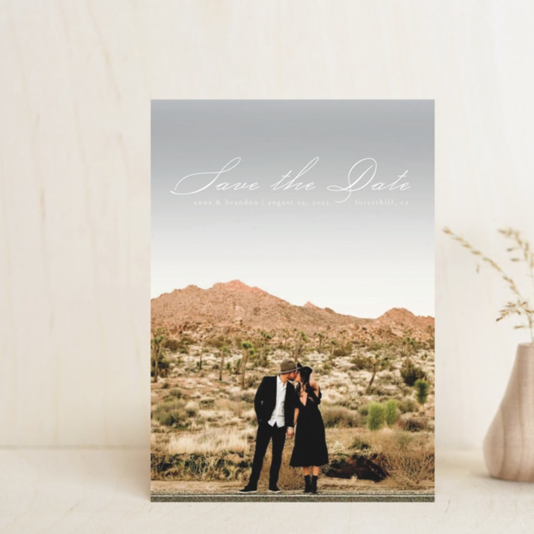 "Heavenly" - Save the Dates in Chiffon by Orasie - Front