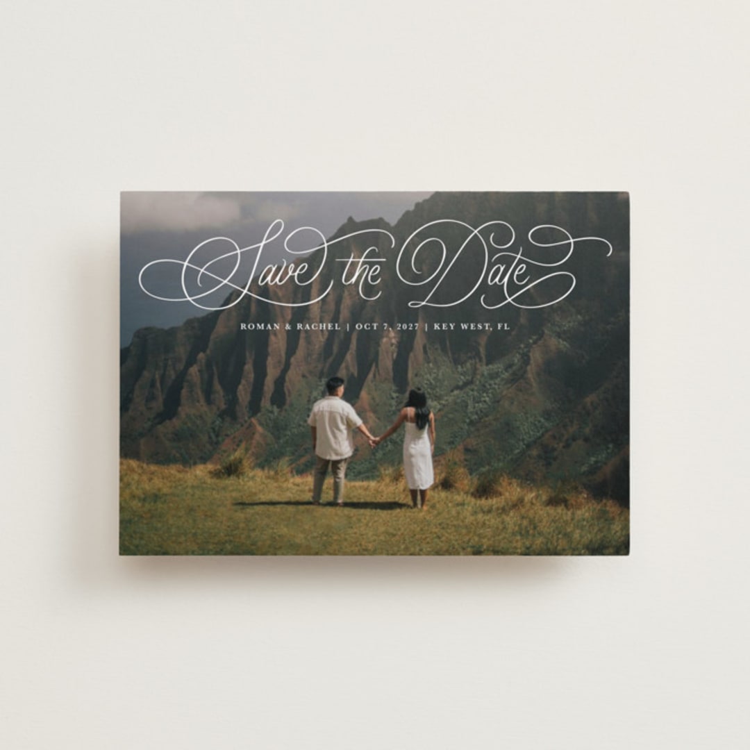 "arched script" - Save the Dates in Pearl by Kristen Smith - Front