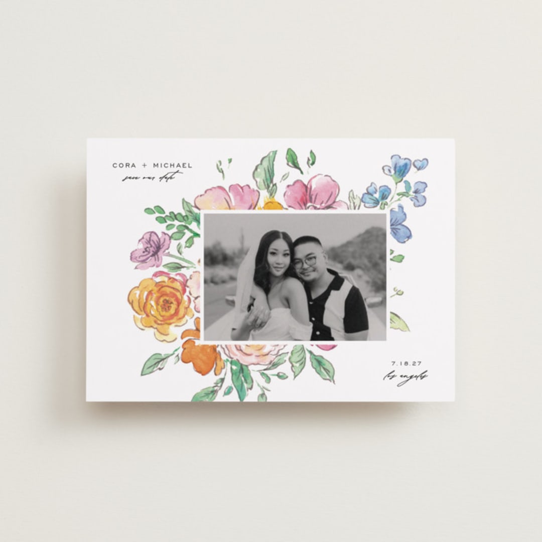 "Floral Pop" - Save the Dates in Vibrance Press by Itsy Belle Studio - Front