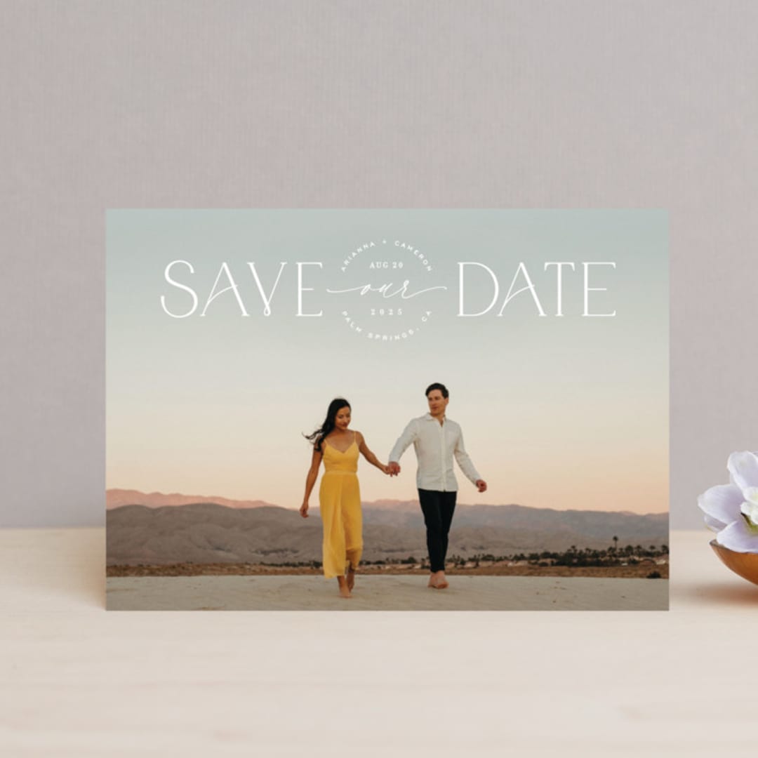 "On The Horizon" - Save the Dates in Chantilly Lace by Hooray Creative - Front