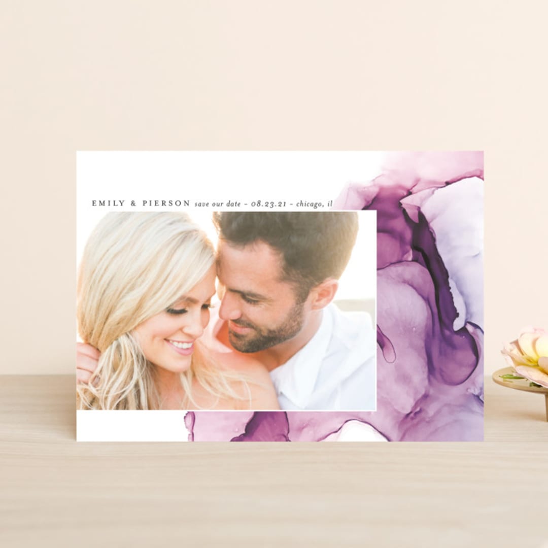 "dreamy watercolors" - Save the Dates in Lavender by Erin Deegan - Front