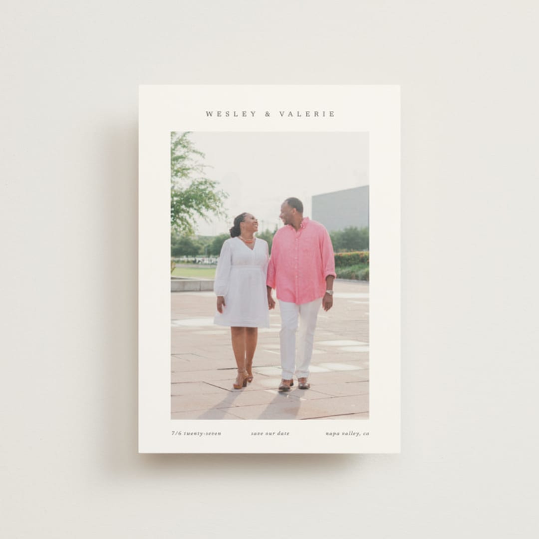 "Simplicity" - Save the Dates in Charcoal by Blustery August - Front