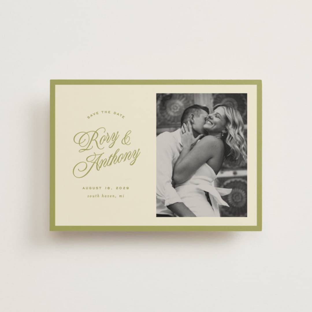 "rory" - Save the Dates in Olive by Ellen Schlegelmilch - Front