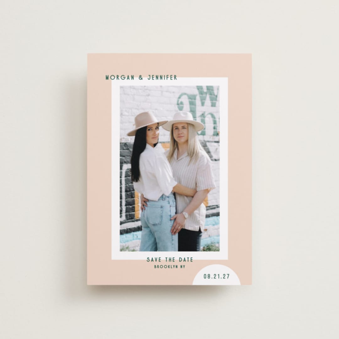 "Minimal Modern" - Save the Dates in Melon by Kelly Watkins - Front