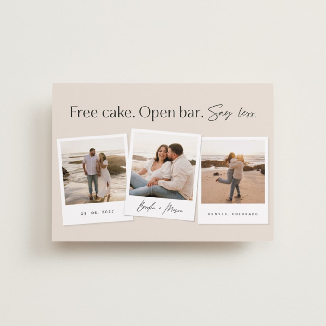"Say Less" - Save the Dates in Almond by Stephanie Hawkes - Front