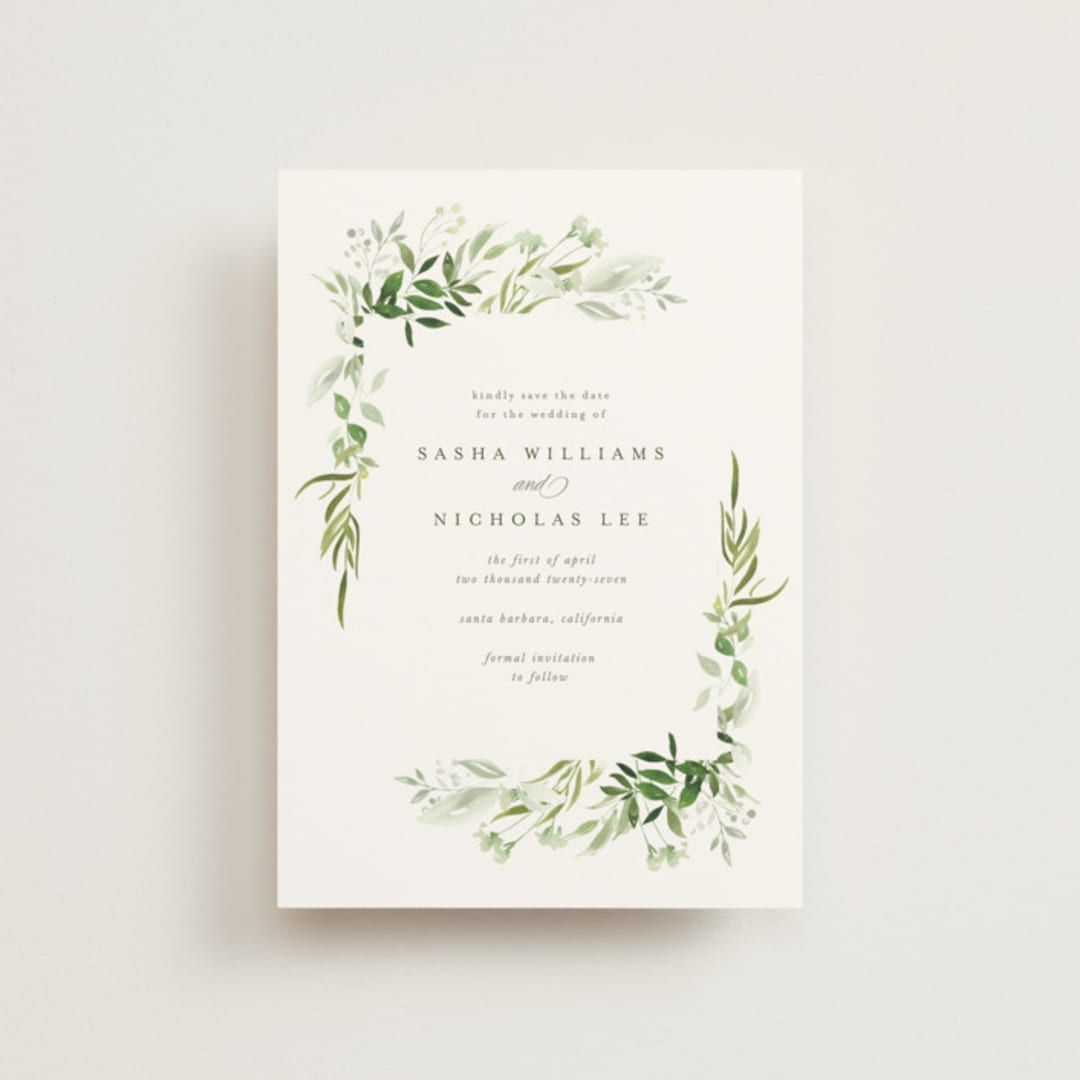 "Verdure" - Save the Dates in Garden by Leah Bisch - Front