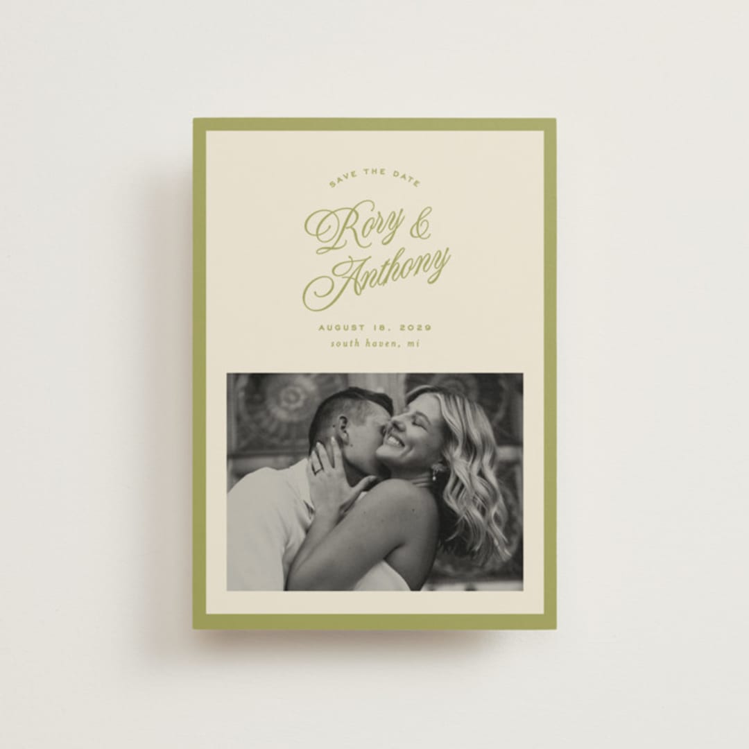 "rory" - Save the Dates in Olive by Ellen Schlegelmilch - Front