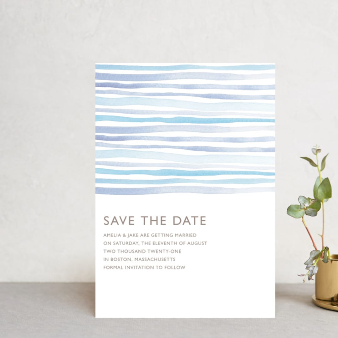 "Horizon" - Save the Dates in Light Cornflower by Dean Street - Front