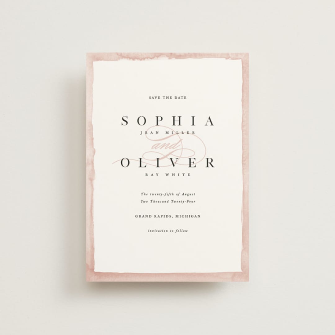 "First Love" - Save the Dates in Blush by Pixel and Hank - Front