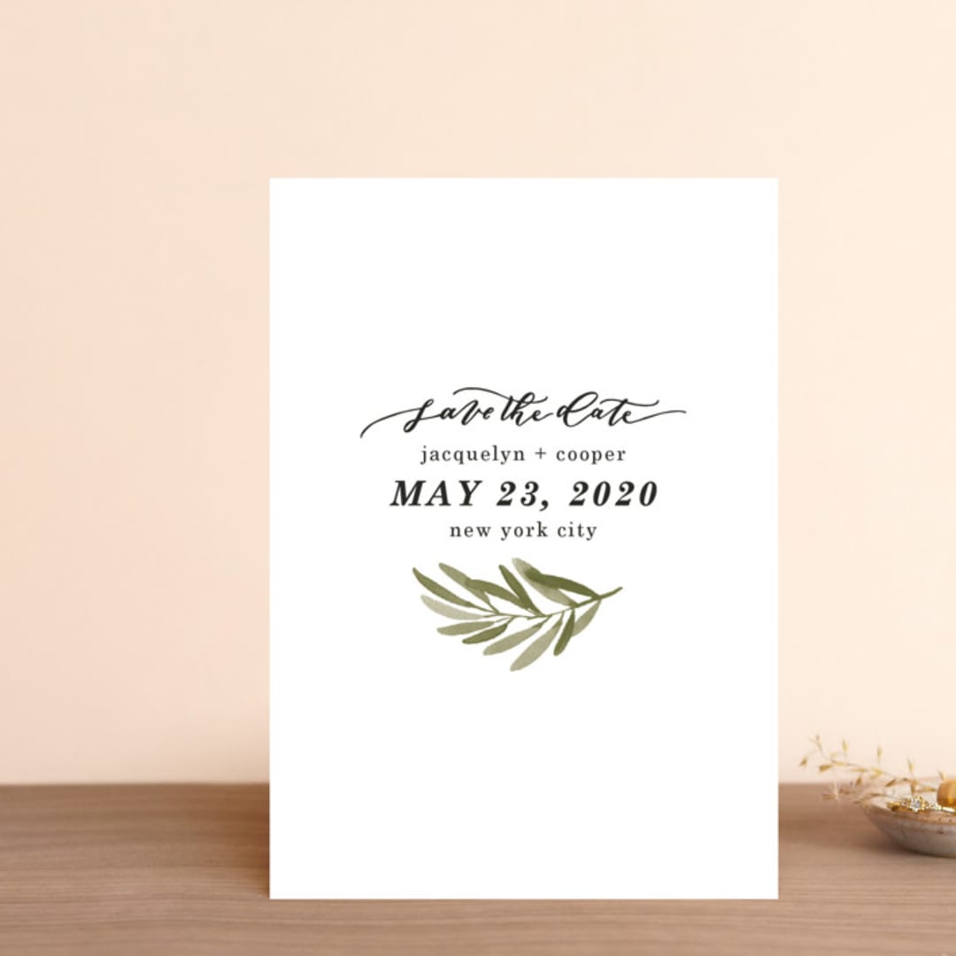 "Olive Branch" - Save the Dates in Olive by Wildfield Paper Co - Front