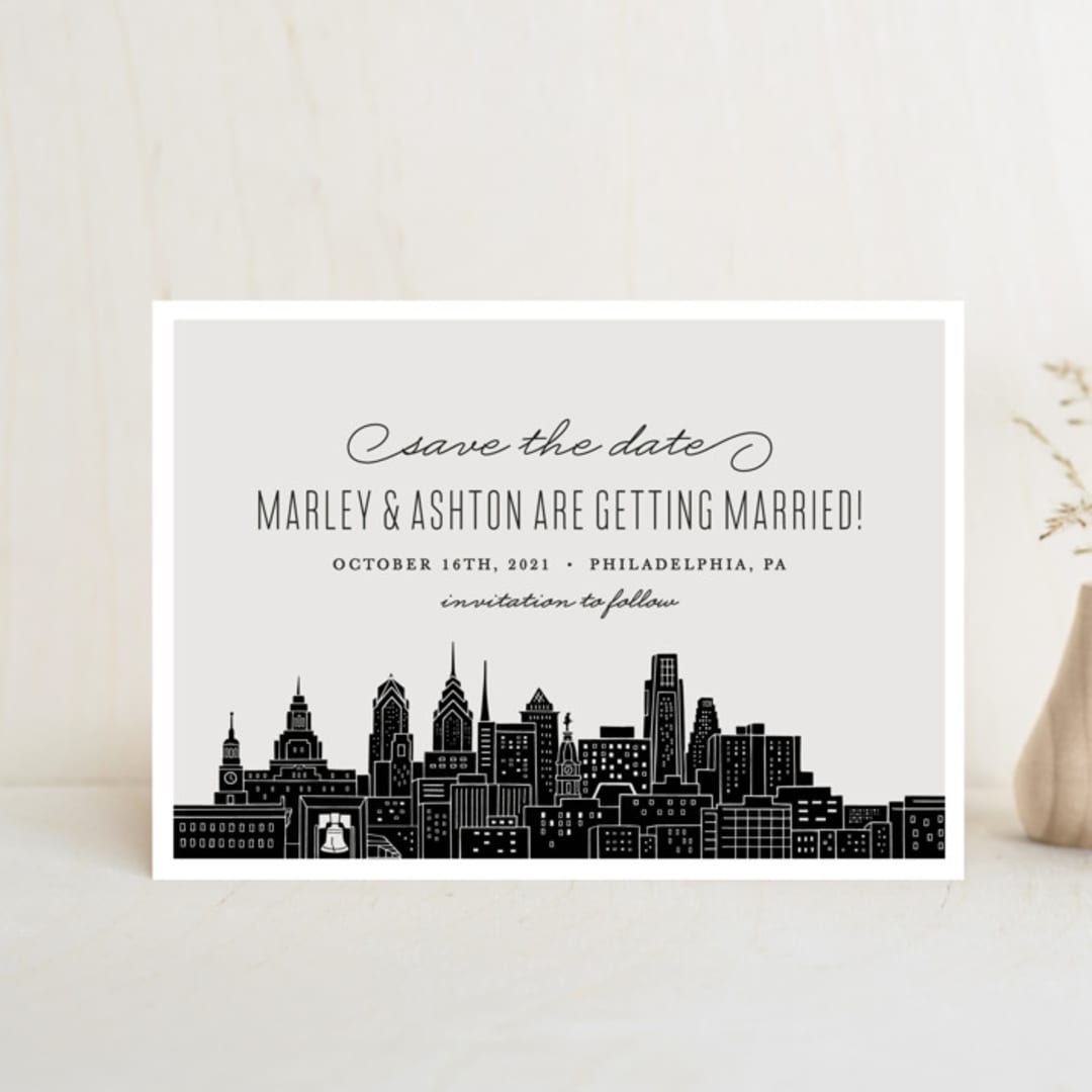 "Big City - Philadelphia" - Save the Dates in Light Taupe by Hooray Creative - Front