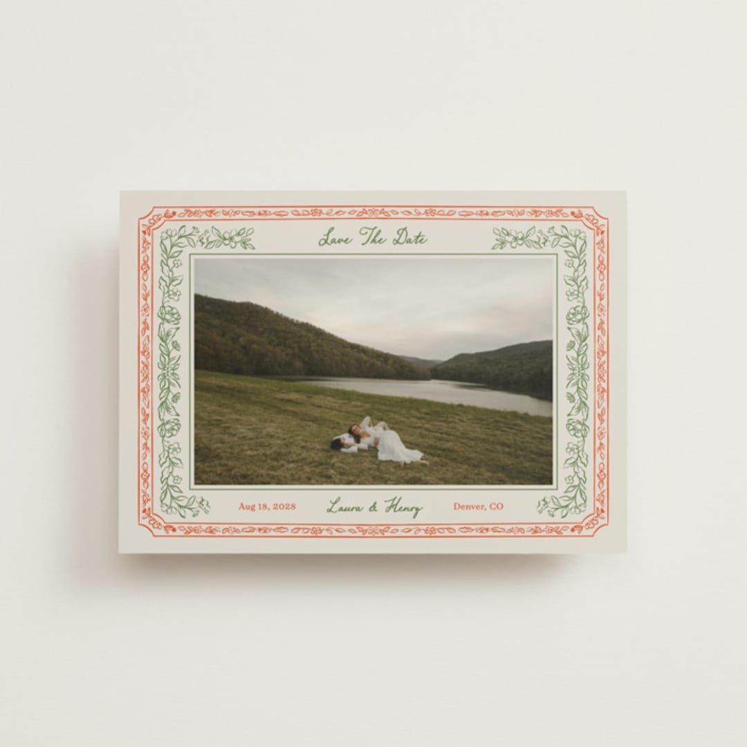 "Romantic Floral" - Save the Dates in Vintage by Elly - Front