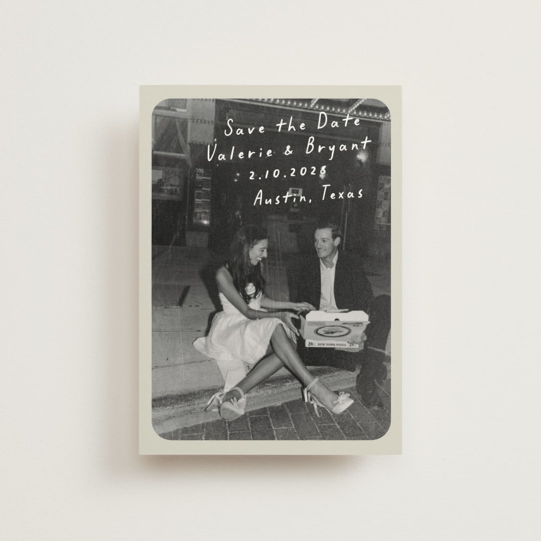 "Film" - Save the Dates in Toasted Marshmallow by Anna Elder - Front