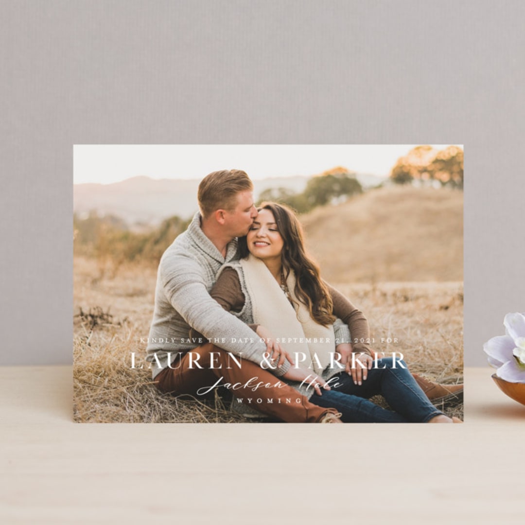 "Classic Touch" - Save the Dates in Pearl by Oscar and Emma - Karly Depew - Front