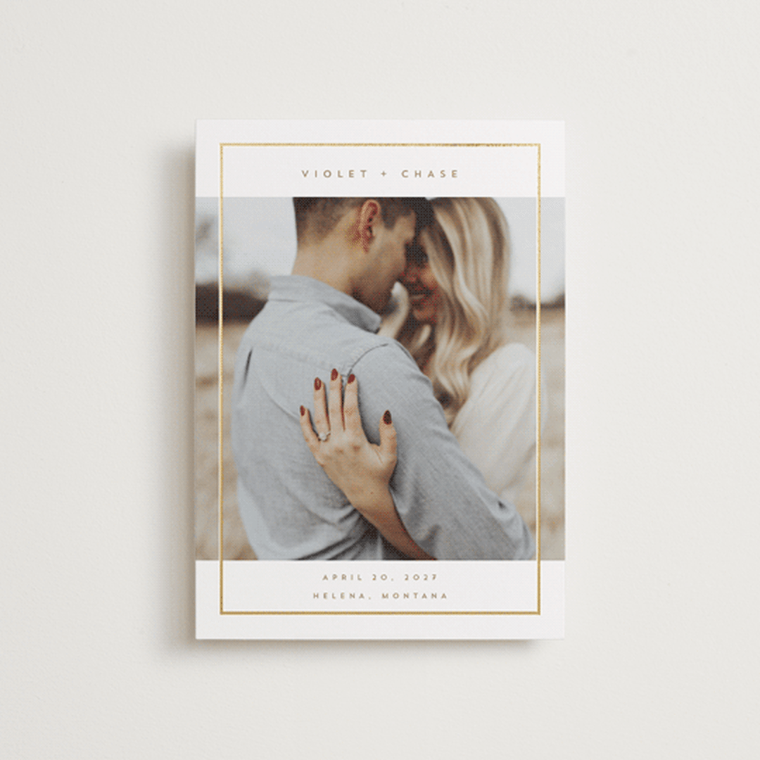 "Contempo Frame" - Save the Dates in Latte by Rebecca Durflinger - Front