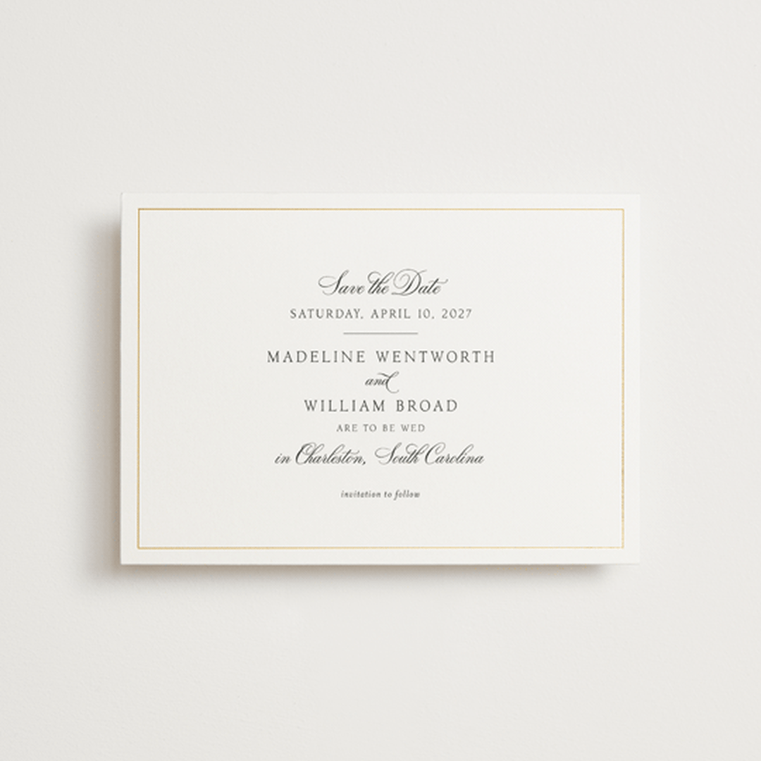 "Wentworth" - Save the Dates in Black Tie by Megan Davis - Front