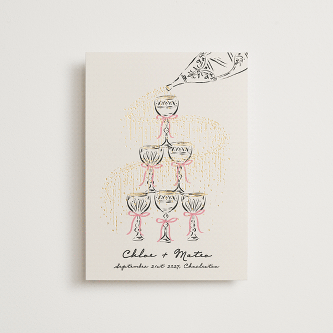 "Sparkling Champagne Tower" - Save the Dates in Petal by Jackie Crawford - Front