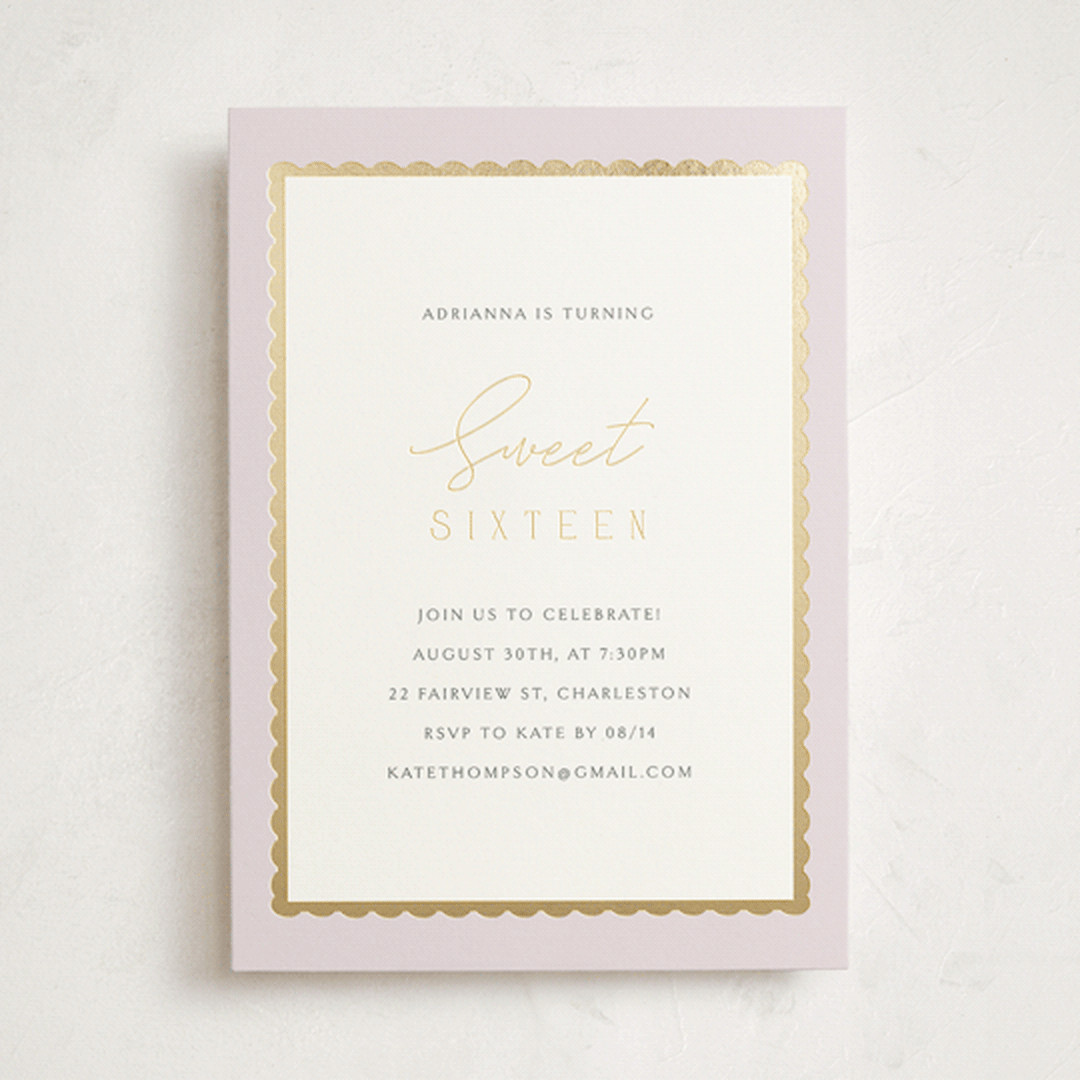 "Sweet Frame" - Sweet Sixteen Party Invitations in Lilac by Angela Thompson - Front