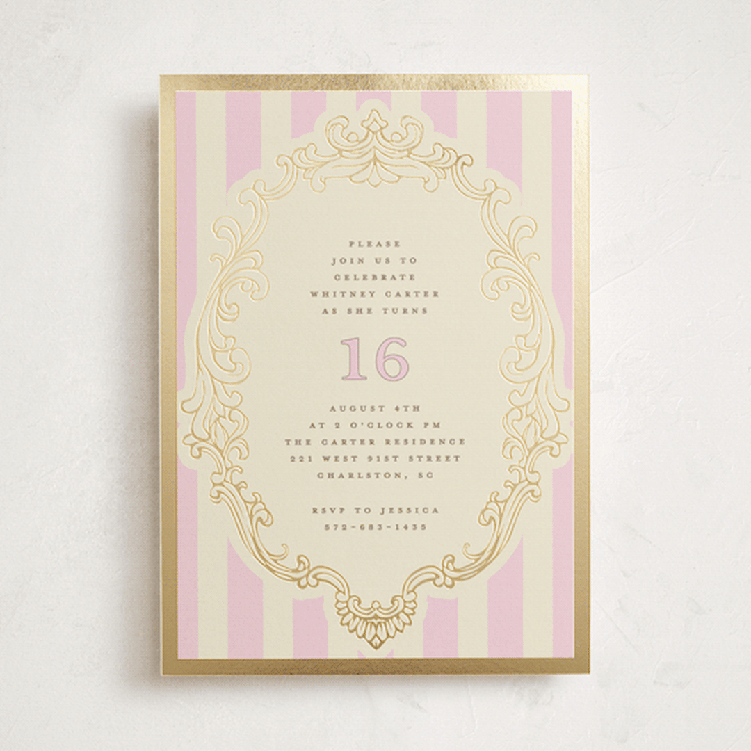 "Baroque Beauty" - Sweet Sixteen Party Invitations in Petal by Charter Oaks Creative - Front