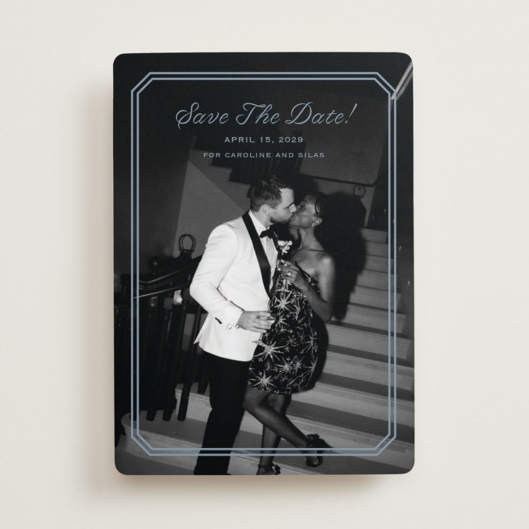 "Bevel Monogram" - Save the Dates in French Blue by Carolyn MacLaren - Front